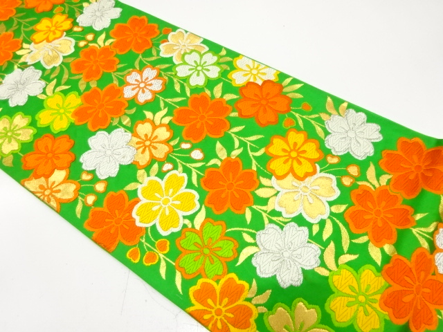 枝垂れ桜模様織り出し　袋帯